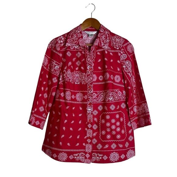 Allison Daley vintage red paisley patterned shirt. Size 8 - Picture 1 of 7